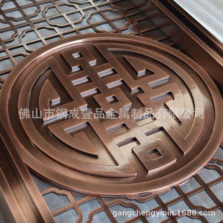 新款直销玄关不锈钢屏风中式古铜屏风隔断酒店客厅镂空组合家用隔