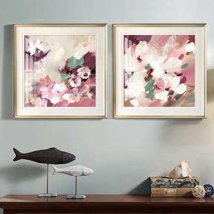 简美风格 抽象画客厅卧室床头壁画花卉玄关走廊背景墙画春色满园