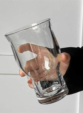 ins风网红宽口玻璃杯果汁杯冰美式咖啡杯酒杯啤酒杯饮品饮料杯子