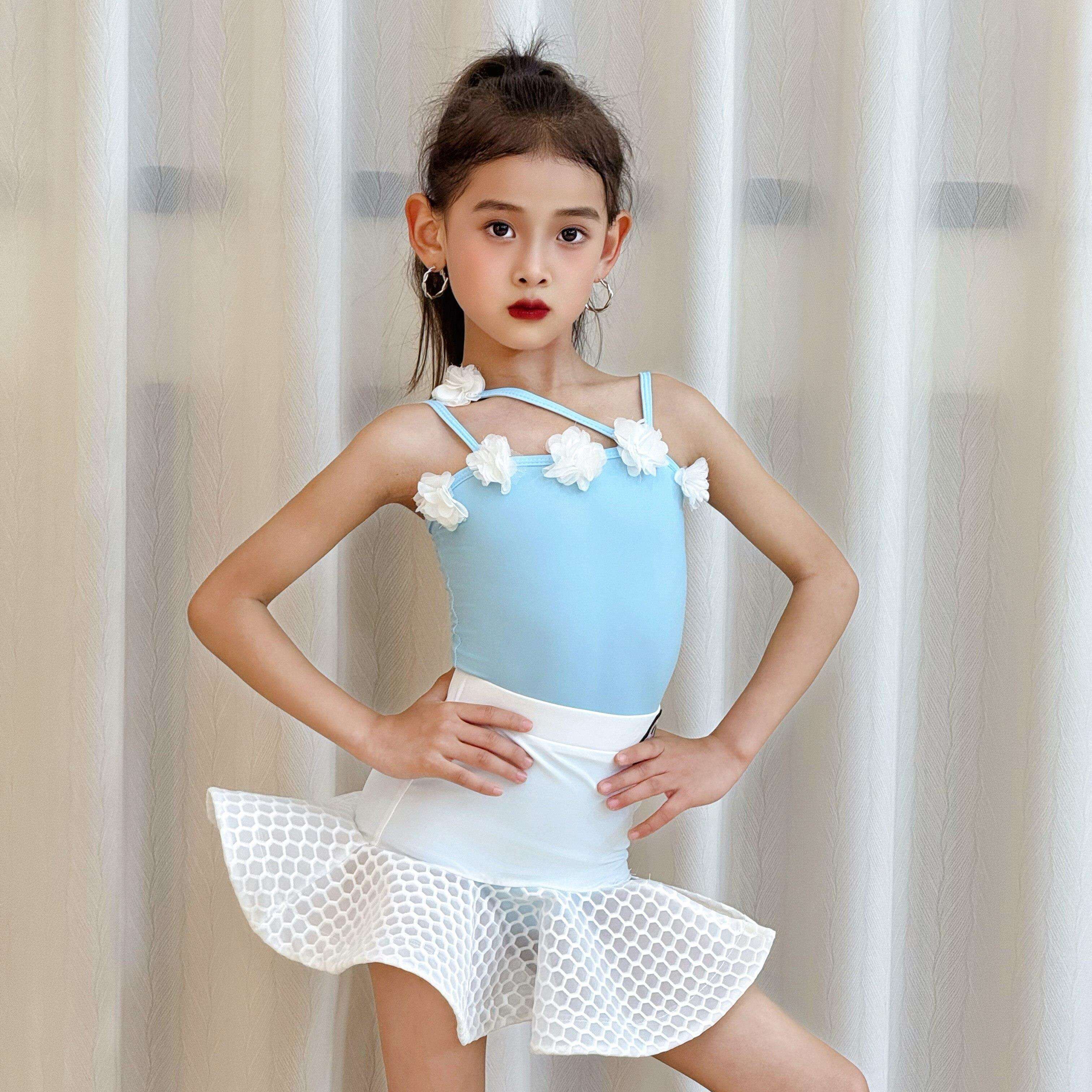 拉丁舞服女童练功服2025夏季新款幼儿专业表演舞蹈儿童演出服套装