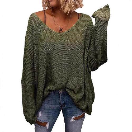 Women'S Oversized V-Neck Sweater | Slouchy Loose Fit Long