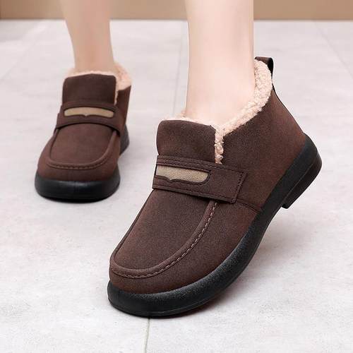 正品冬季新款老北京布鞋加绒加厚平底妈妈地鞋保暖高棉鞋雪帮一脚