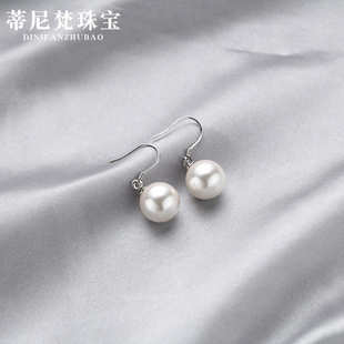 时尚 新款 流行贝珠合成珍珠耳环S925纯银韩国气质耳钩女耳饰批发
