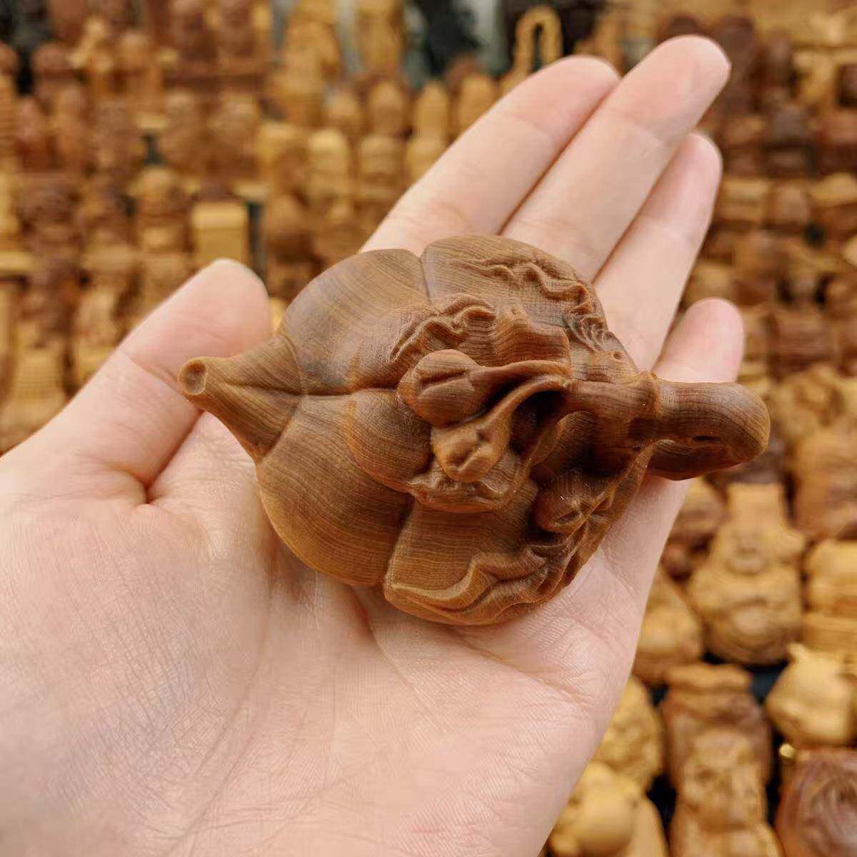 陈化崖柏木雕长寿壶手把件把玩件摆件工艺品文玩实木雕刻手把壶