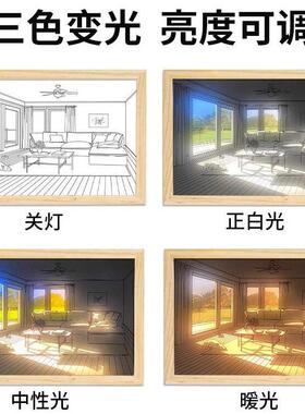 灯光画ins阳光画小夜灯抖音网红灯床头装饰画小摆件led送礼氛围