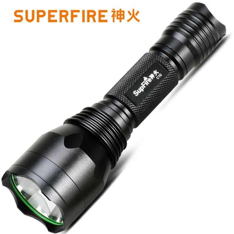 SupFire神火C10强光手电筒可充电黄白光远射超亮防水LED灯包邮