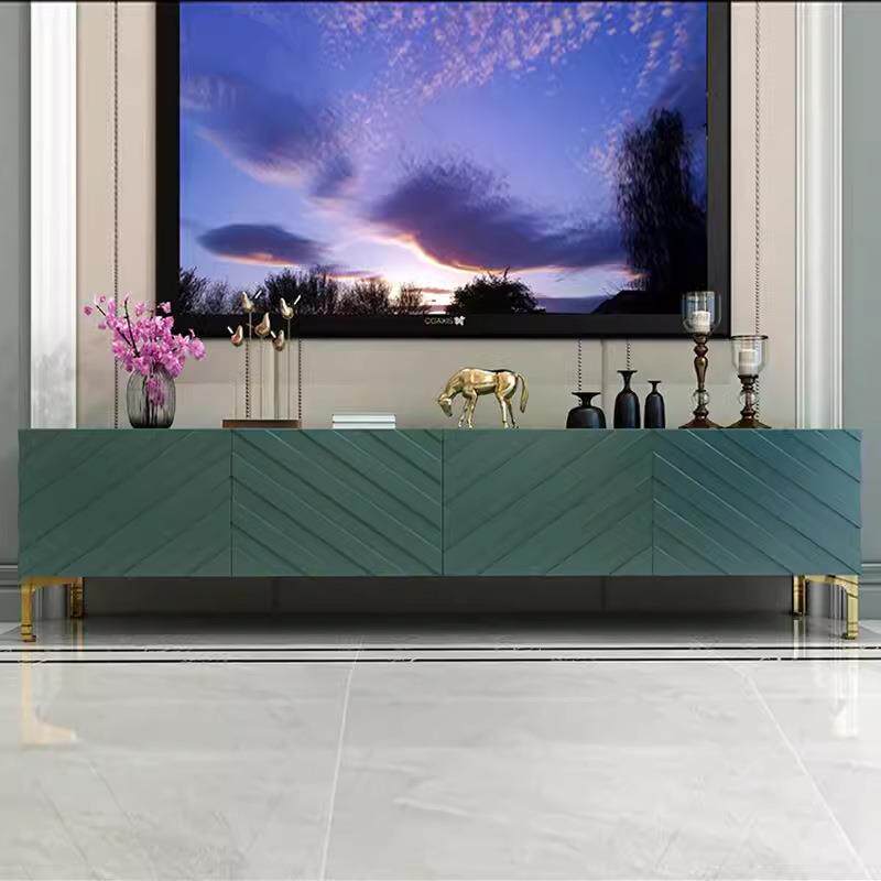 美式轻奢高级感电视柜茶几组合客厅家用实木落地柜收纳储物柜一体