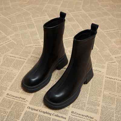 秋冬季平底靴子洋气时尚小短靴2025新款韩系小踝靴女士马丁1219n