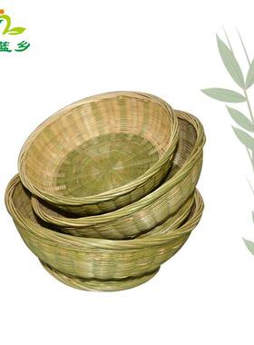 竹编制品果篮竹皮馒头筐小竹筐鸡蛋篮圆形水果竹篮竹制品手工簸箕