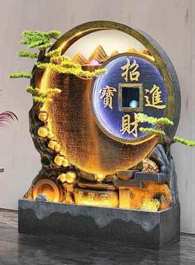 水幕墙假山水流客厅屏风断摆件玄关茶室装66902公司隔鱼池喷泉景