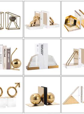 现代简约水晶书挡书立书靠摆件售楼处样板间酒柜高档书档轻奢装饰