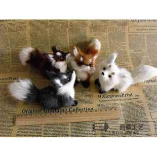 小狐狸摆件彷真动物狐狸白狐灰狐小狐狸小礼物装饰品摆件