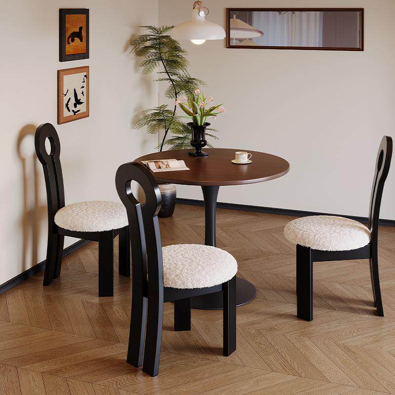 中古风餐椅实木餐桌椅家用法式复古餐人鱼钥匙椅设计师款靠背椅