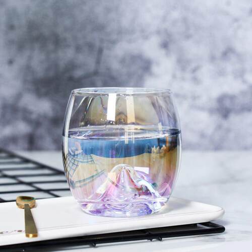 Glass Cup Rainbow Colored for Elegant Home Bar Decor