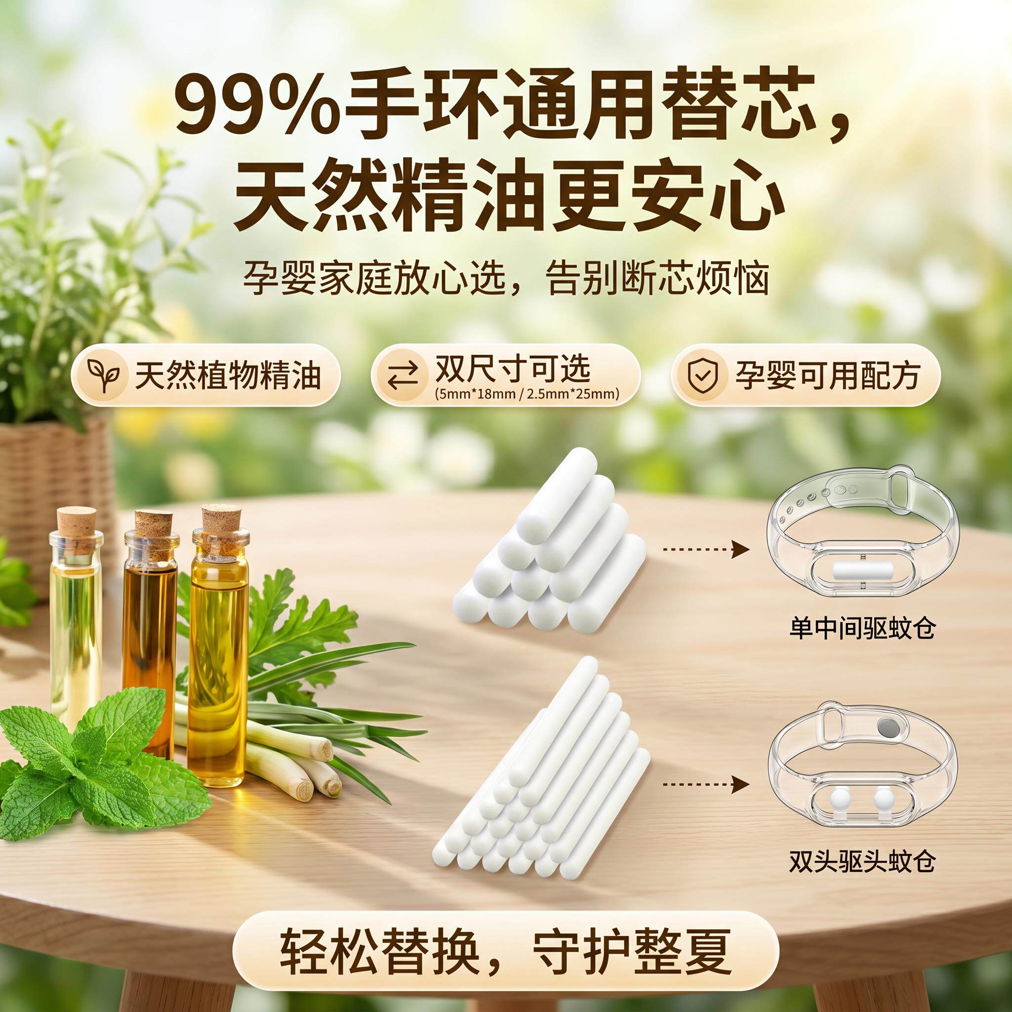 驱蚊手环替换芯防蚊精油驱蚊棒孕婴驱蚊器植物精油补充棒替换芯片图片