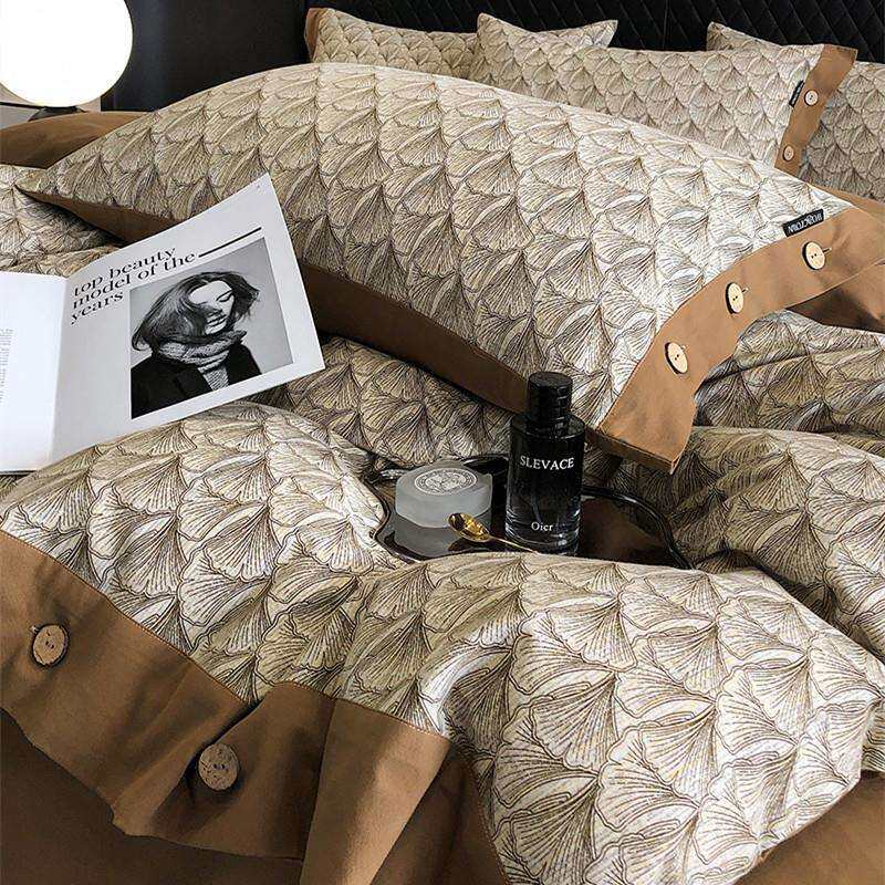 印花加厚磨毛20床单支秋冬纽扣美式4床上用品0被套纯棉四件套