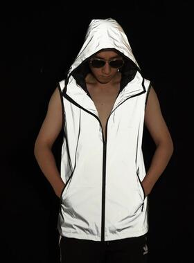 Q 31412 Reflective Hooded Vest Men's Night Running Cycling