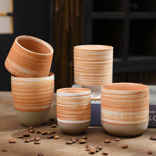 中古粗陶茶杯主人杯陶瓷功夫茶具品茗杯复古手工侘寂咖啡杯子水杯