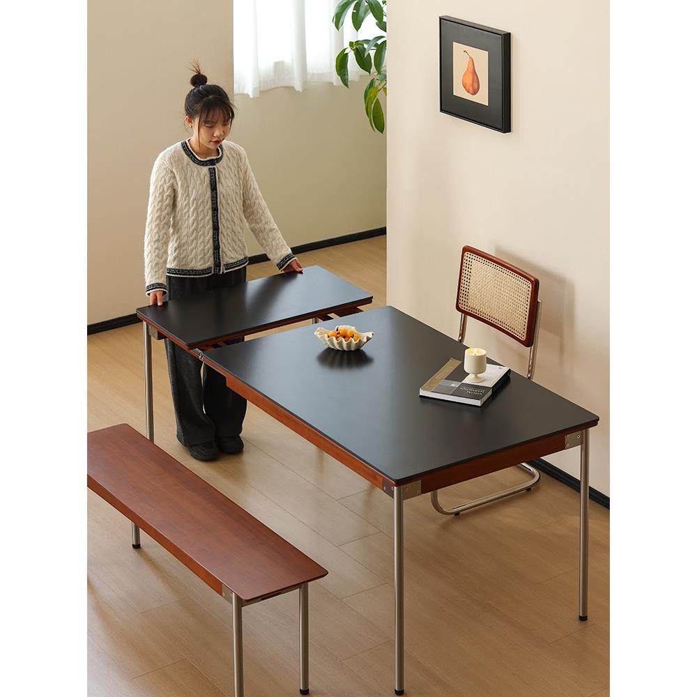 小万家具北欧日式可伸缩岩板餐桌实木可折叠小户型饭桌餐桌椅组合,住宅家具,岩板餐桌,淘宝优惠券,粉丝福利购,淘宝优惠卷