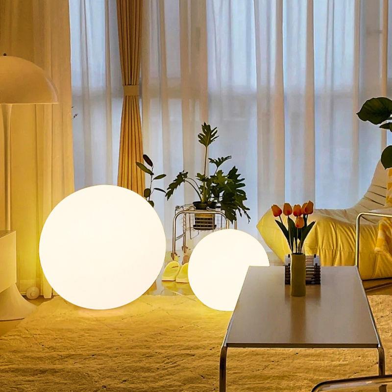 圆球台灯卧室落地灯少女床头月亮灯极简温馨氛围灯网红日落灯