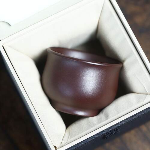 原装矿石红大师杯陈福艳纯手工大宜兴紫砂茶杯单次功夫茶压手杯