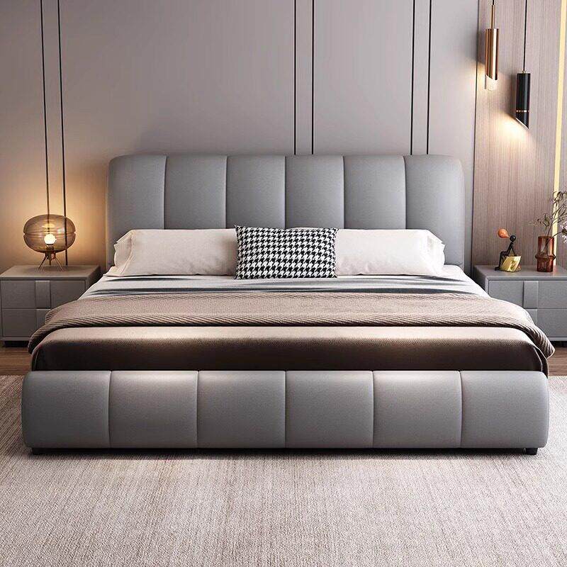 科技布艺床轻奢现代简约软包主卧大床小户型收纳床1米8双人床婚床