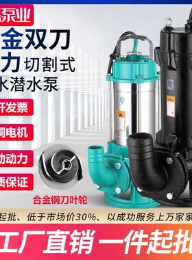 双刀切割式污水泵220V泥浆家用化粪池抽粪排污泵抽水机380V潜水泵