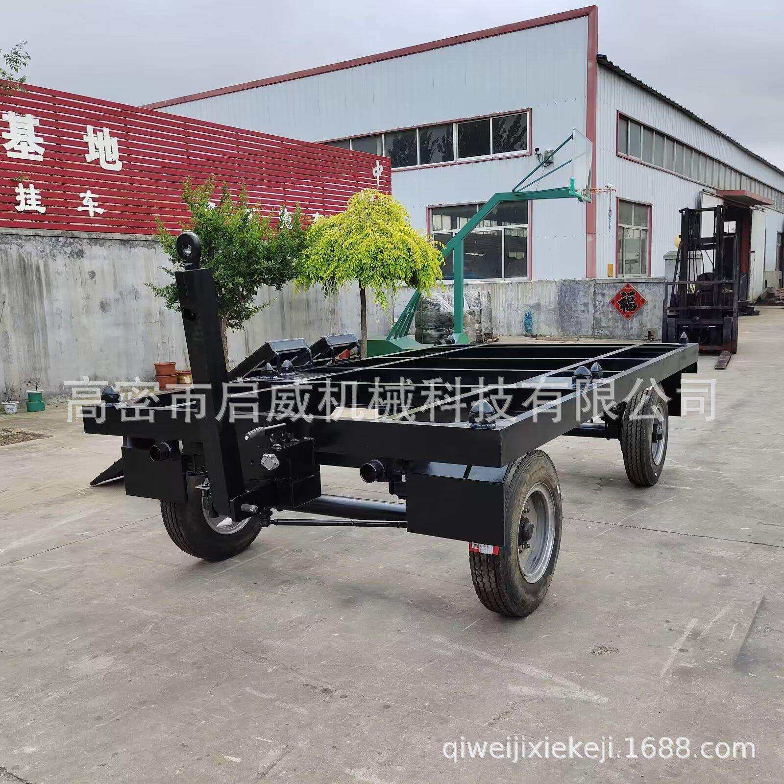 牵引式5吨拉杆转向框架拖车板房集装箱移动运输挂车货物拖车