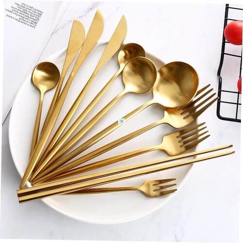 Gold Cutlery Steak Knife Fork Coffee Spoon Teaspoon Butter
