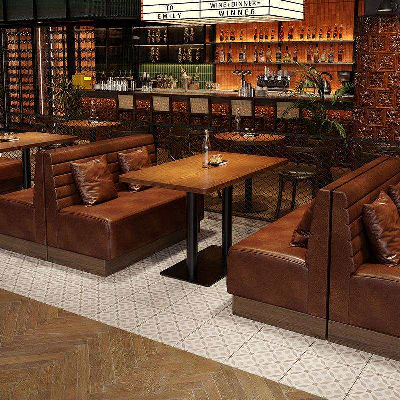 复古酒吧餐桌椅组合酒馆卡座桌子椅子清吧餐桌网红西餐厅餐吧桌椅