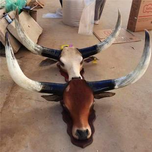 1.3 原始牛角对角打磨抛光牛头制品牦牛角对角摆件工艺品牛 1.4米