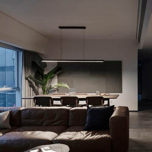 餐厅吊灯现代简约北欧极简餐桌吧台办公室客厅led长条设计师灯具