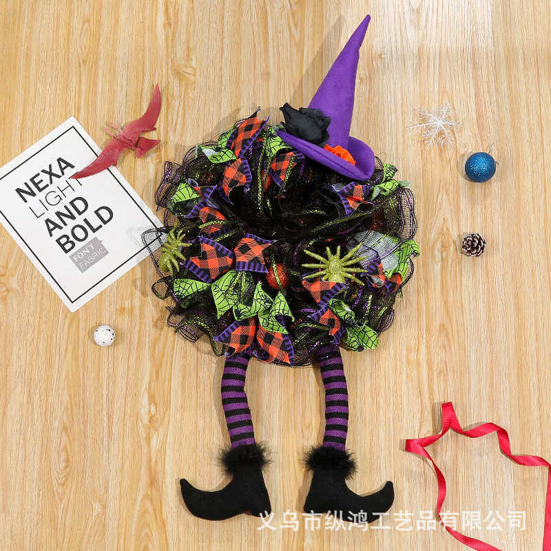 纵鸿万圣节女巫腿花环巫婆帽蜘蛛花圈前门装饰室内外节日挂饰,节庆用品/礼品,吊顶纱幔,淘宝优惠券,粉丝福利购,淘宝优惠卷
