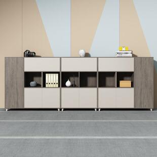 办公室矮柜储物柜木质文件柜打印机边柜靠墙茶水柜长条资料收纳柜