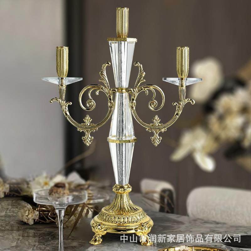 欧式金属复古烛台 西餐餐桌蜡烛台摆件烛光晚餐道具五头婚庆烛台
