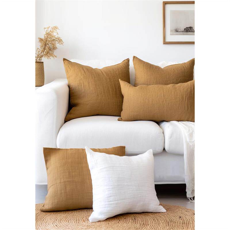 日式简约风纯色亚麻抱枕套大号沙发靠垫方形含芯飘窗靠背床头腰靠