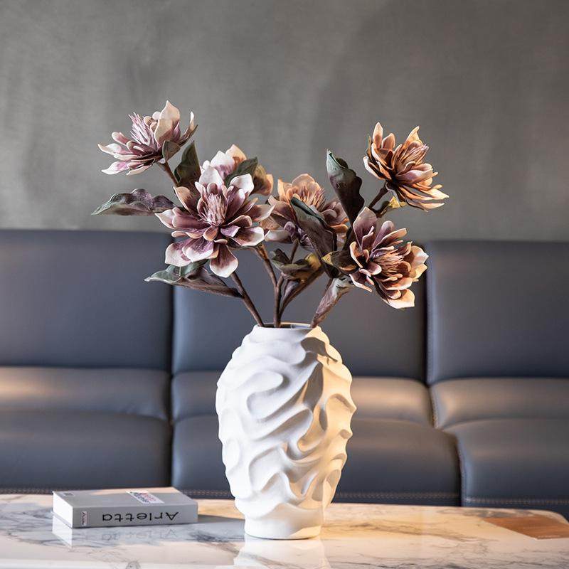 现代简约新中式白色几何螺旋陶瓷花器花瓶摆件样板房售楼处装饰,家居饰品,装饰盆,淘宝优惠券,粉丝福利购,淘宝优惠卷