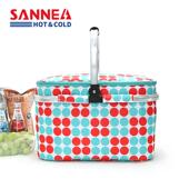 三能新款 保温野餐篮户外大容量手提便当包折叠保温保冷购物篮