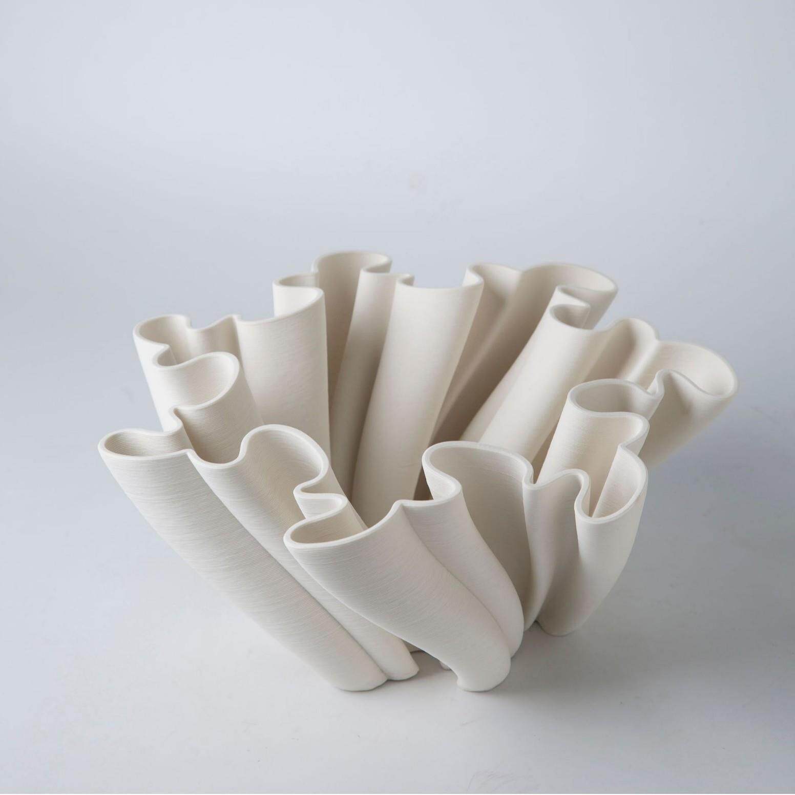景德镇陶瓷3D打印简约家装样板房软装花插高级感精致摆件艺术品