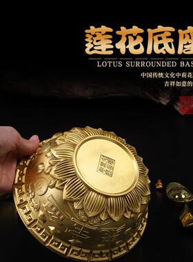 高档铜聚宝盆黄铜摆件心铜碗家用客厅黄店铺办公室实开 业品工艺
