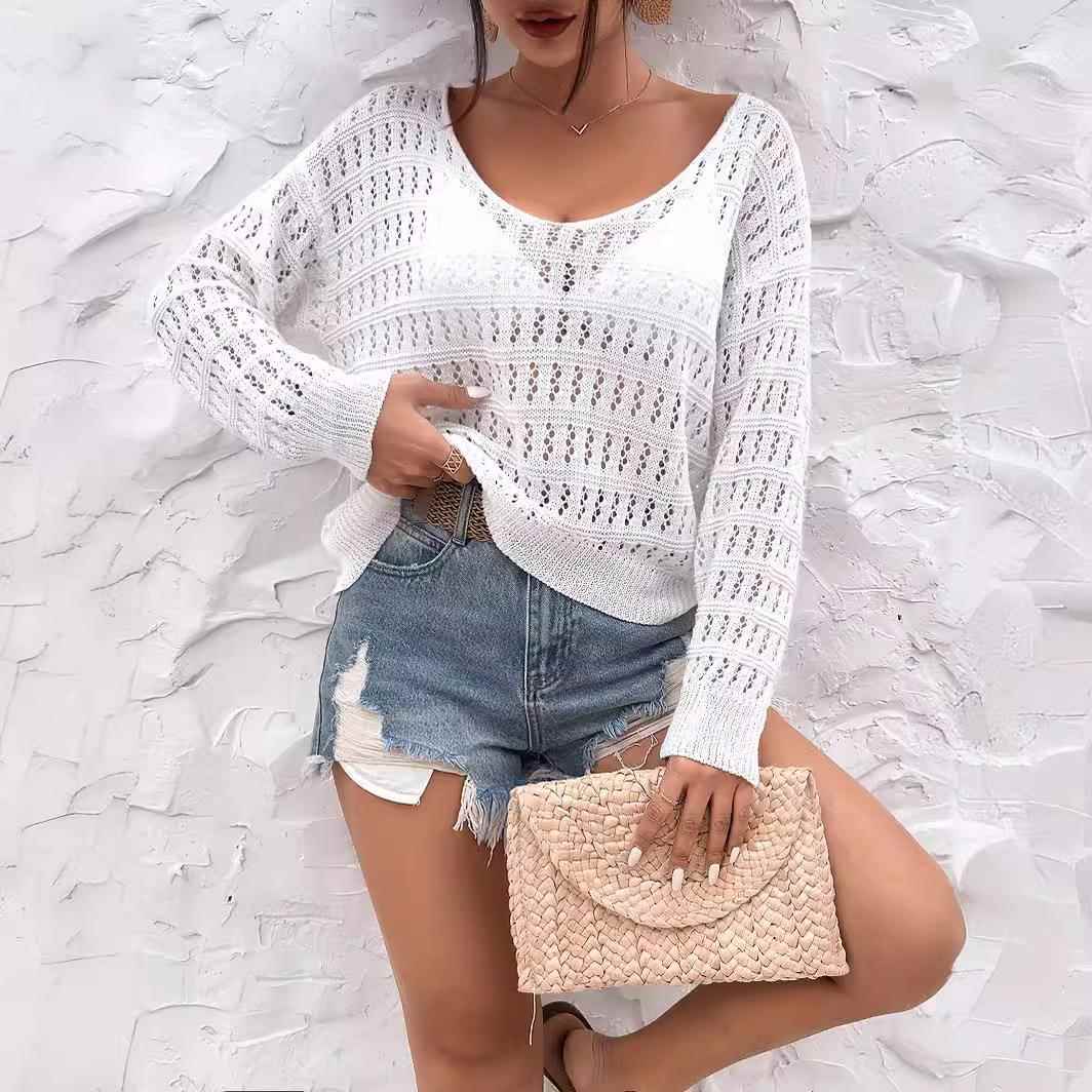 beach autumn hollow women loose sweater knit summer out
