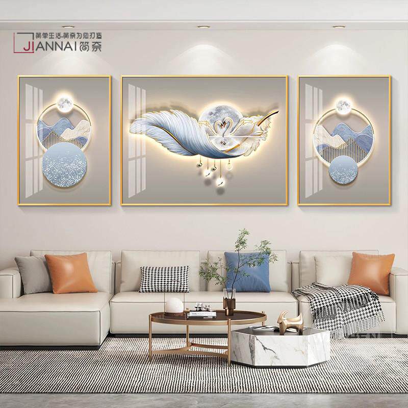 2025新款客厅装饰画沙发背景墙三联画现代简约轻奢高级感白墙挂画