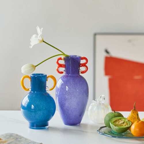 怡露工艺彩色耳朵加厚玻璃花瓶设计新品家居摆件酒店桌面摆件批发