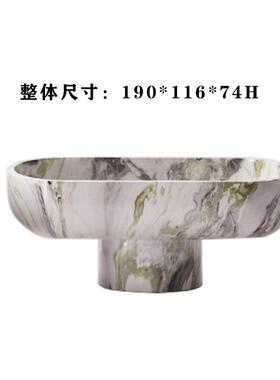 创意新中式现代简约售楼处样板间博古架黑白高脚树脂果盘艺术摆件