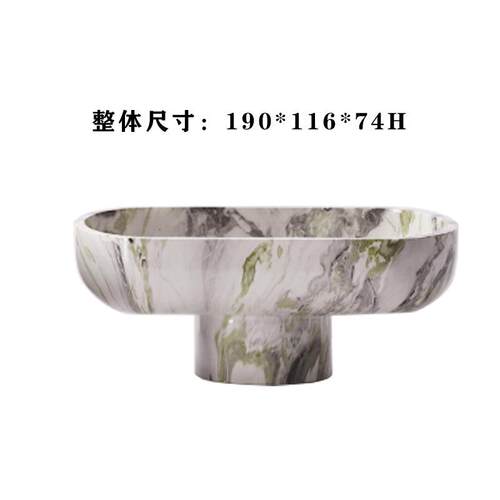 创意新中式现代简约售楼处样板间博古架黑白高脚树脂果盘艺术摆件