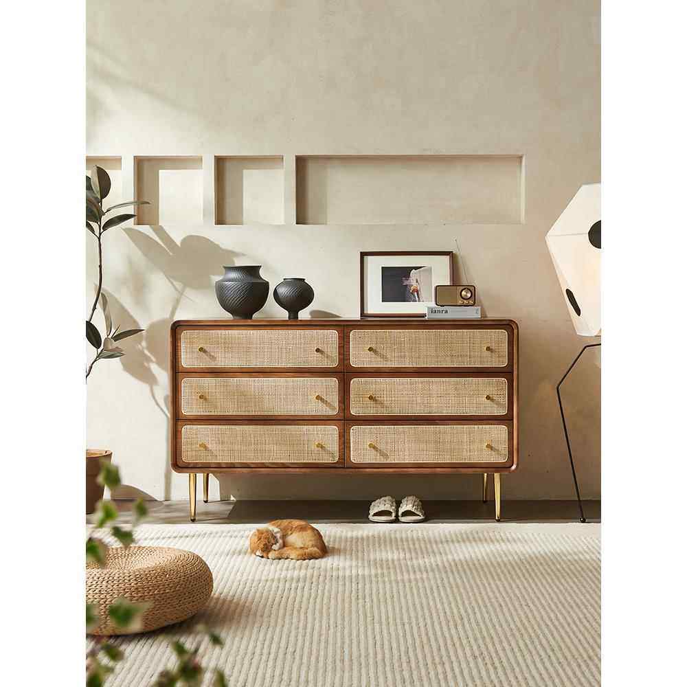 北欧实木藤编四五六斗柜简约现代餐边抽屉收纳柜储物柜日式玄关柜,住宅家具,斗柜,淘宝优惠券,粉丝福利购,淘宝优惠卷