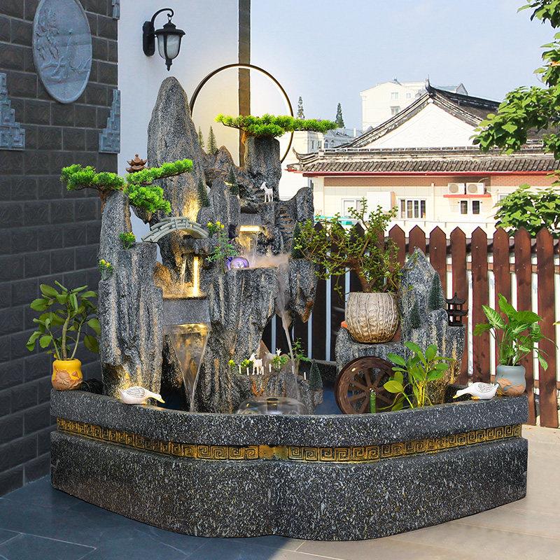 假山流水喷泉客厅阳台花园鱼池鱼缸造景观水景招财风水轮庭院摆件