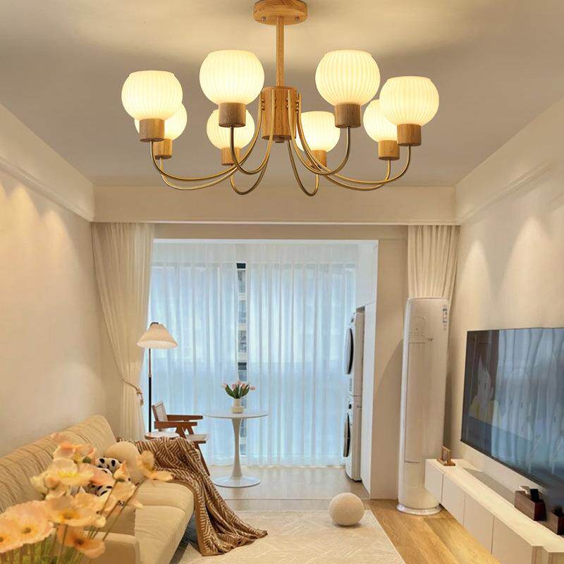 北欧现代简约风灯具客厅原木主灯大气吊灯日式轻奢中古卧室餐厅灯