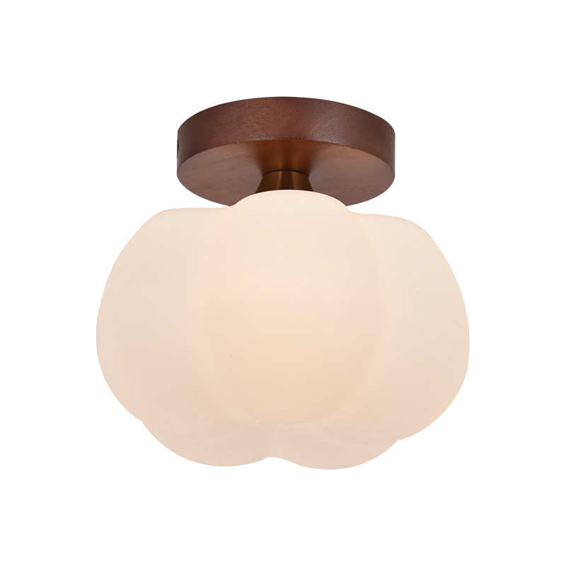 【严选】过道灯走廊灯楼梯入户玄关阳台灯实木胡桃灯具棉花吸顶灯