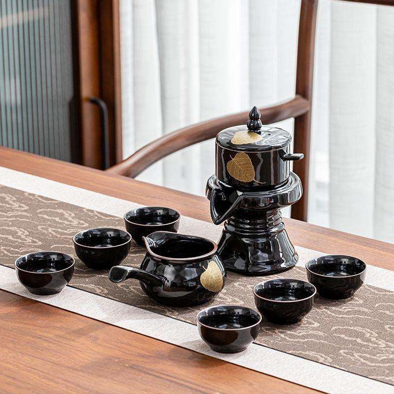 高档陶瓷全套自动茶具石来运转磨泡茶器套装新手防烫懒人创意家用